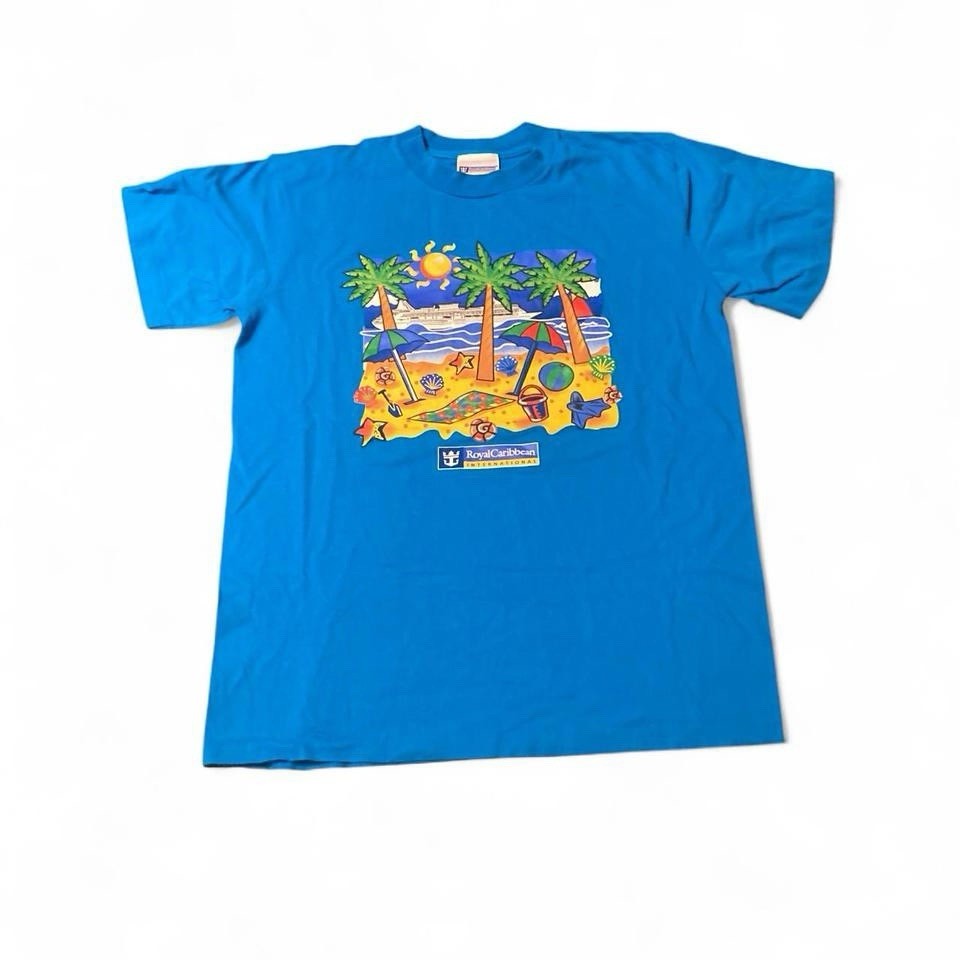 Vintage Royal Caribbean Single Stitch Tee Shirt Size XL Cruise Ship 90s Blue VTG