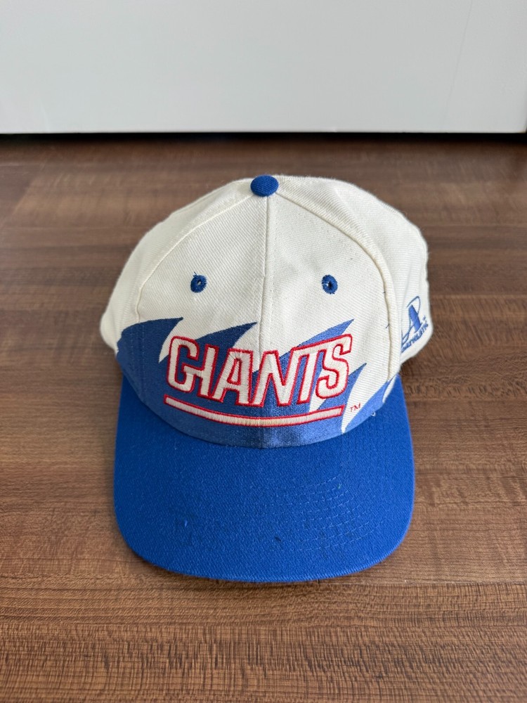 Vintage New York Giants Sharktooth Wave Snapback Hat Cap Retro White