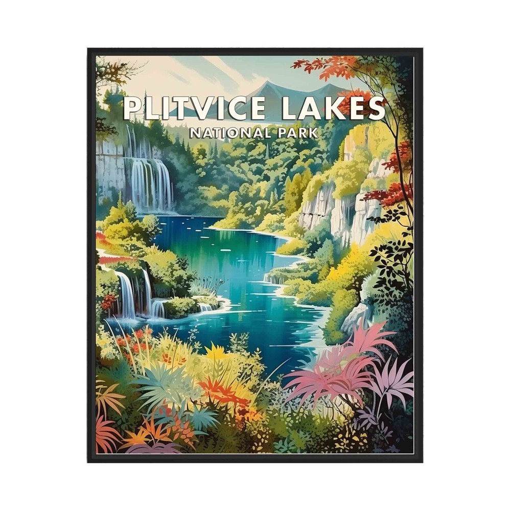 Plitvice Lakes National Park Poster Art Print Retro National Park Gifts