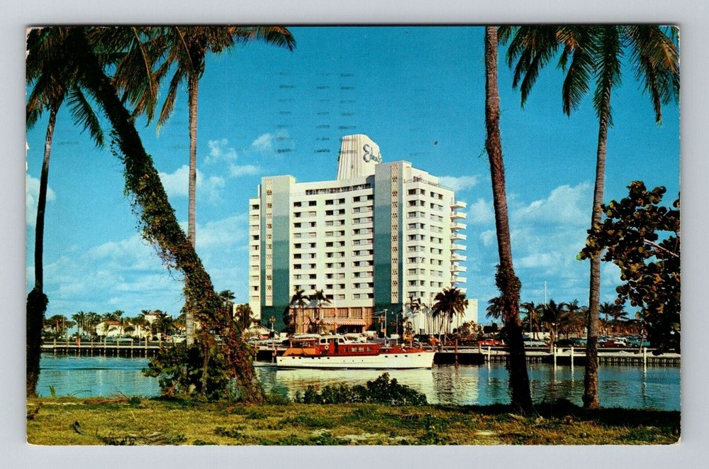 Miami FL-Florida, Eden Roc, Indian Creek, c1953 Vintage Postcard