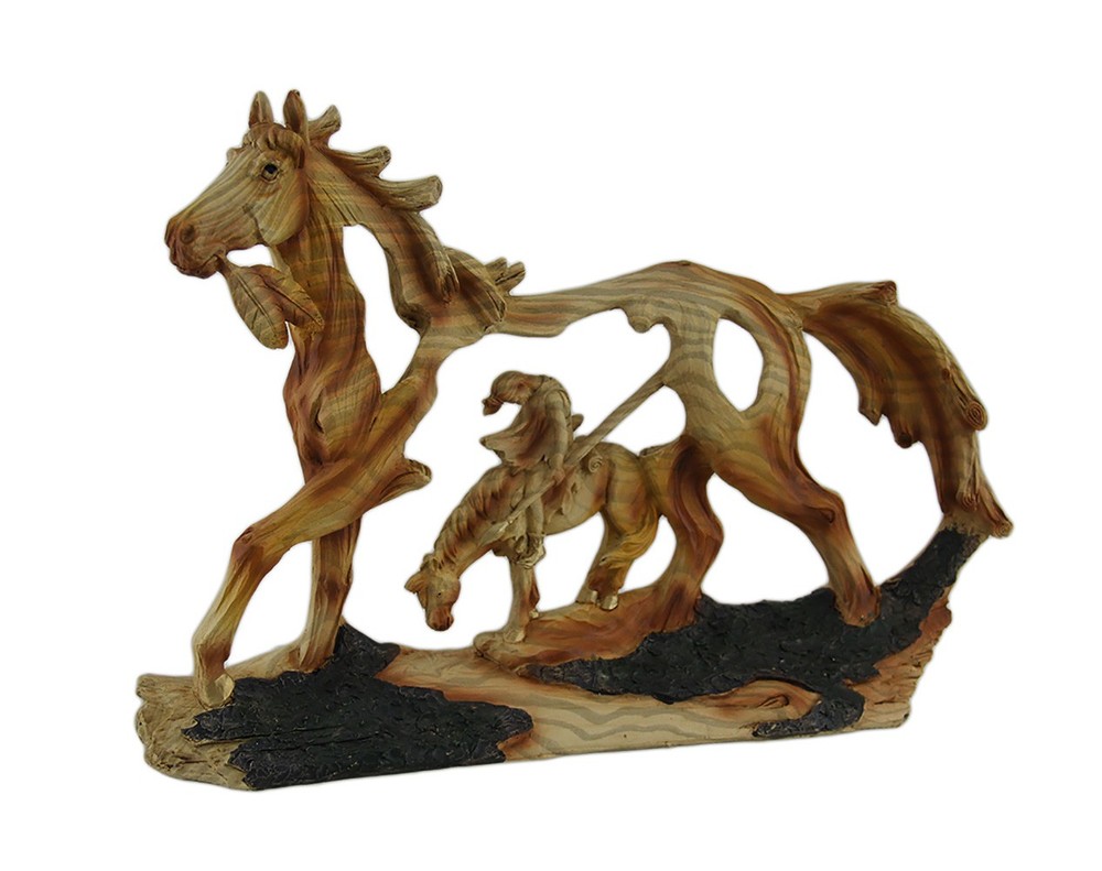 Scratch & Dent End of the Trail Classic Western Wood Look Statue