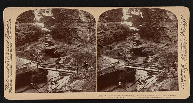 Watkins Glen New York USA 1900 The Pools stereoview love nature scene