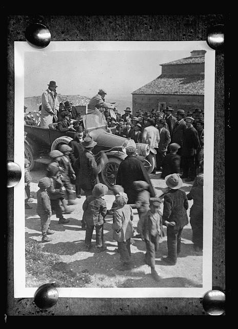 Calabria Italy 1918 American Red Cross Delegates Welcome Crowd Car Parade