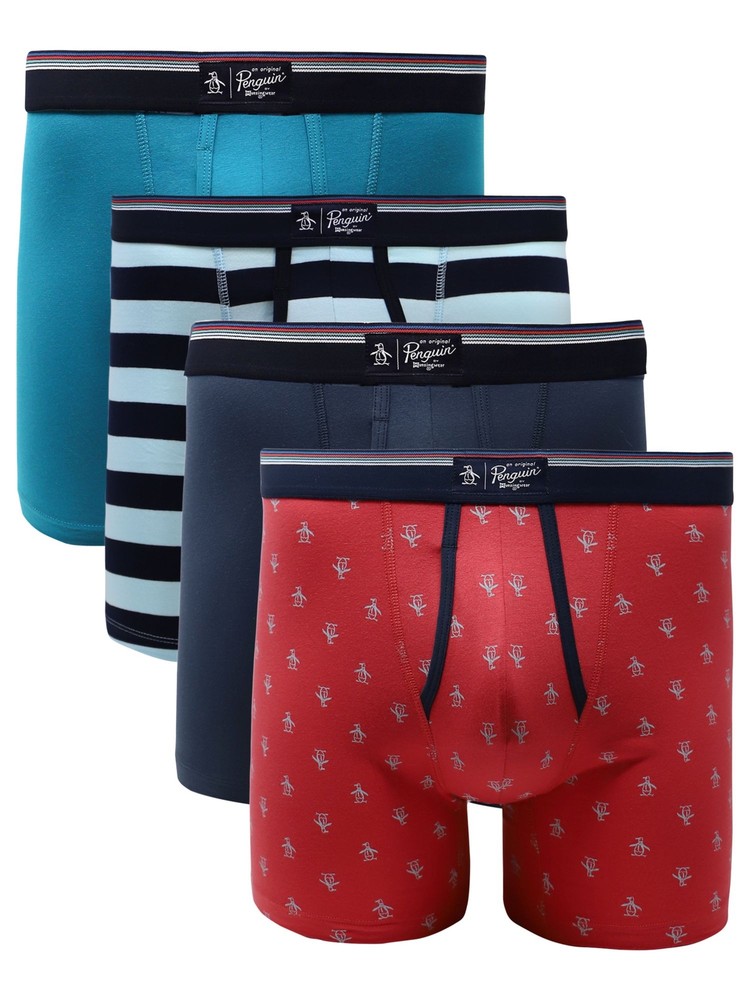 PENGUIN Intimates 4 Pack Navy Boxer Brief Underwear S