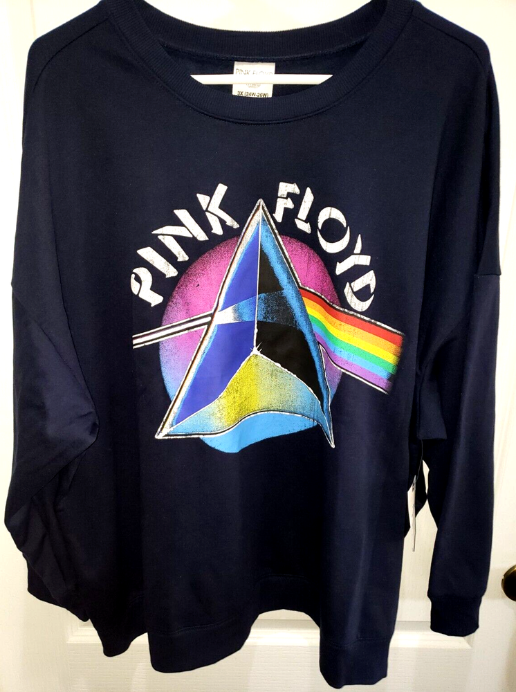 Pink Floyd Womens Dark Blue Rainbow Plus Size 3X Sweatshirt NWT
