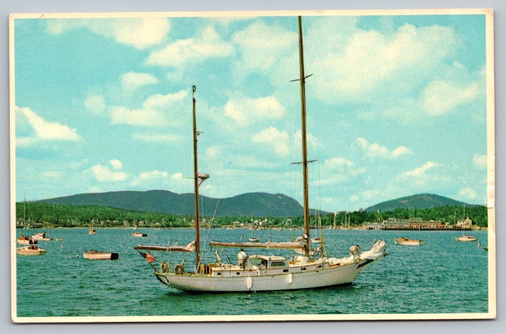 Southwest Harbor From Manset Acadia National Park Maine ME Vintage Postcard-image