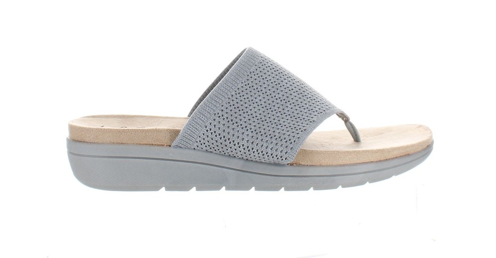 LifeStride Womens Poolside Grey T-Strap Sandals Size 8
