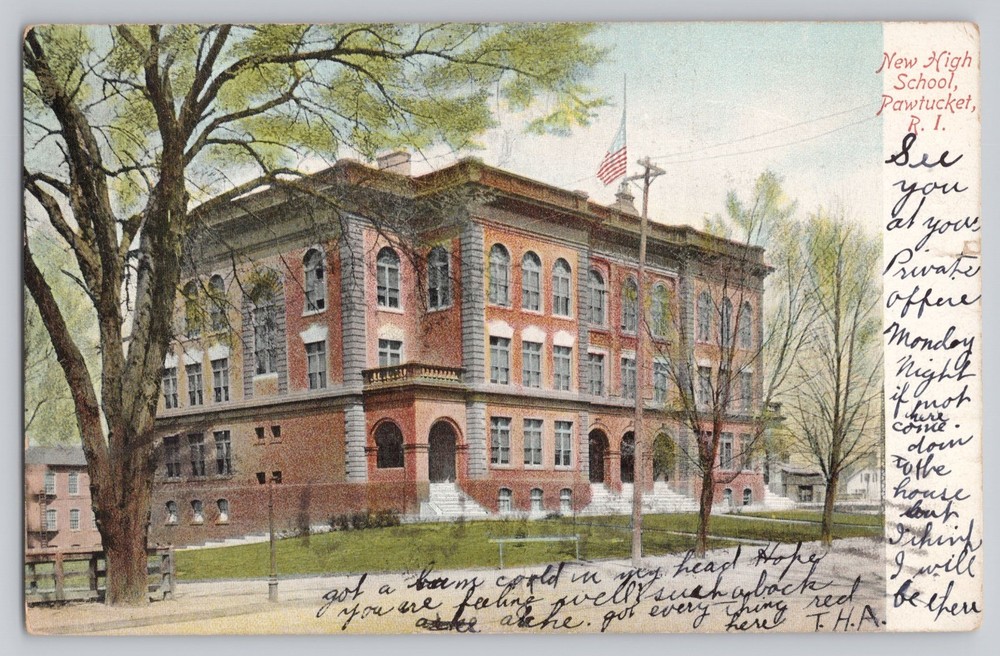 Pawtucket RI Rhode Island New High School Used Undivided Back 1906 Postcard