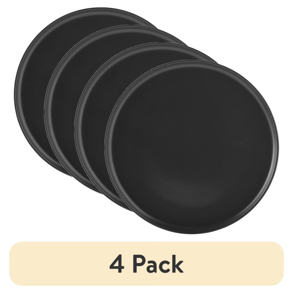 4-Pack Matte Black Stoneware Dinner Plates Set of 4