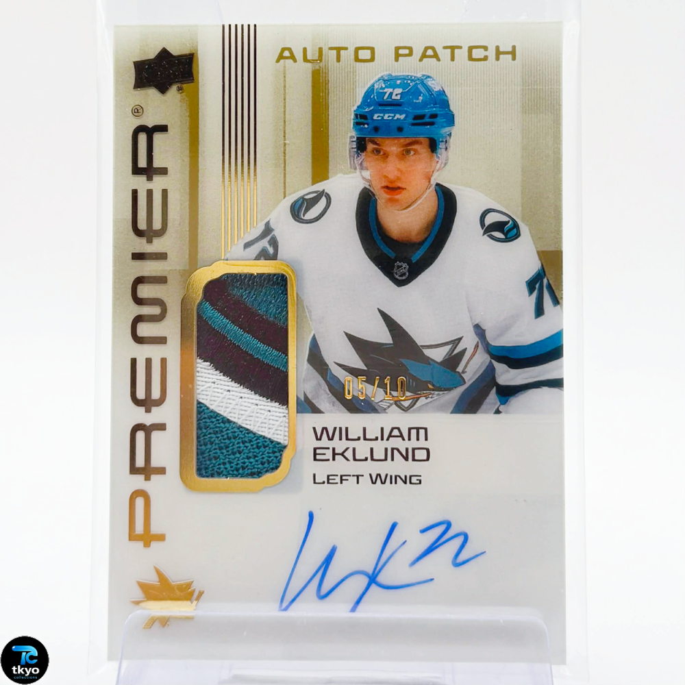 24 UD PREMIER ACETATE WILLIAM EKLUND GOLD 3 COLOR PATCH AUTO /10 SAN JOSE SHARKS