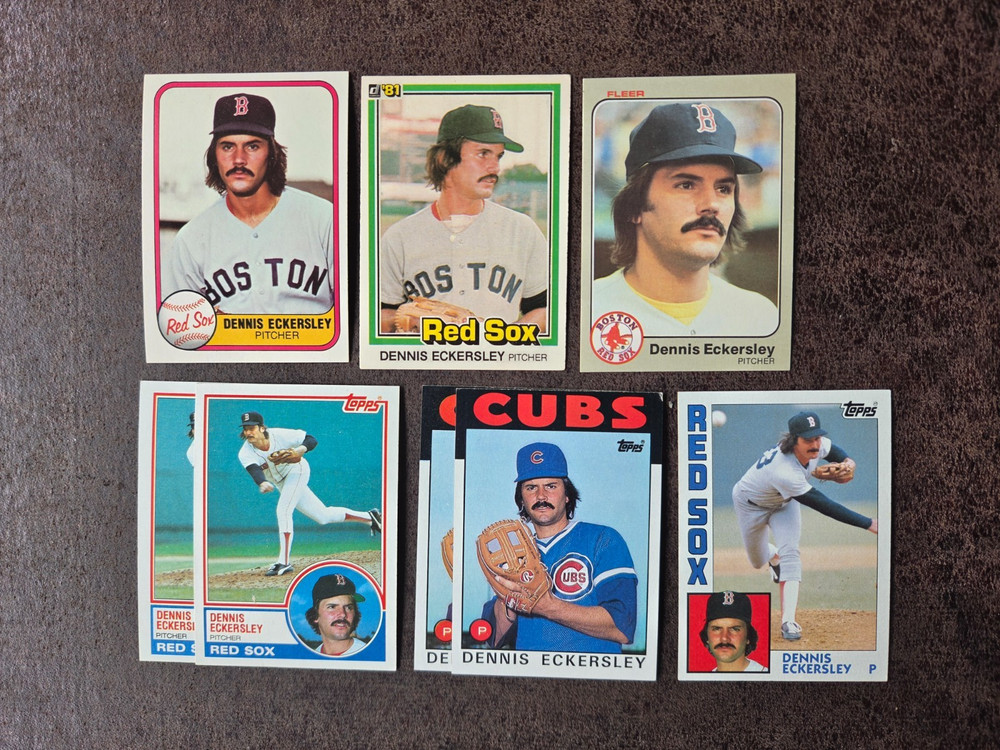 1981-86 Topps, Fleer Baseball Dennis Eckersley 8-card lot - Oakland Athletics