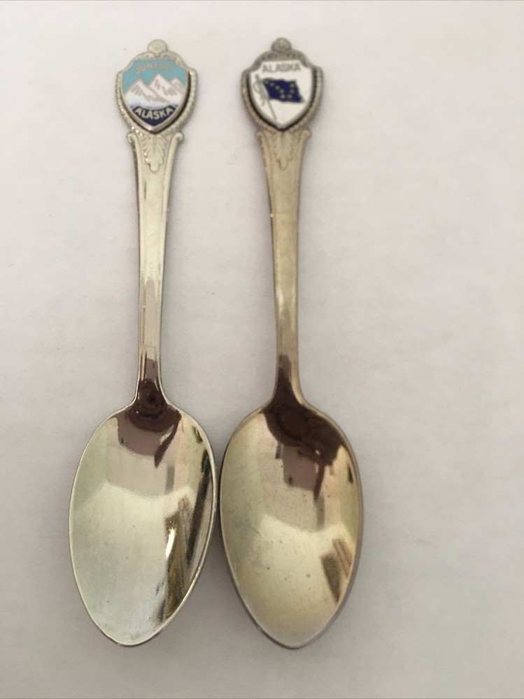 Vintage Souvenir Spoon US Collectible Lot Of 2- Alaska
