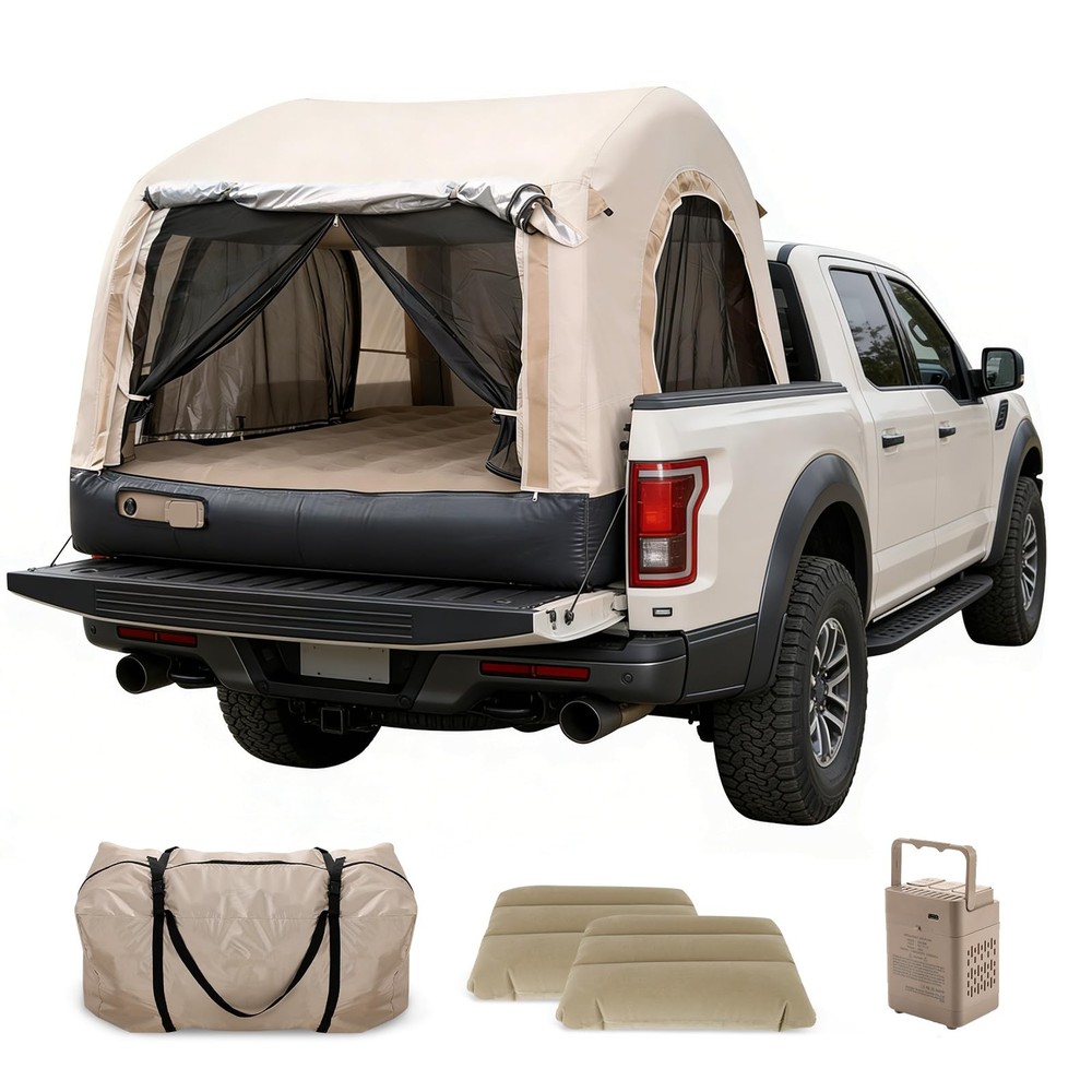 Electric Inflatable Truck Bed Tent with Mattress, Waterproof PU2000mm with Ai...