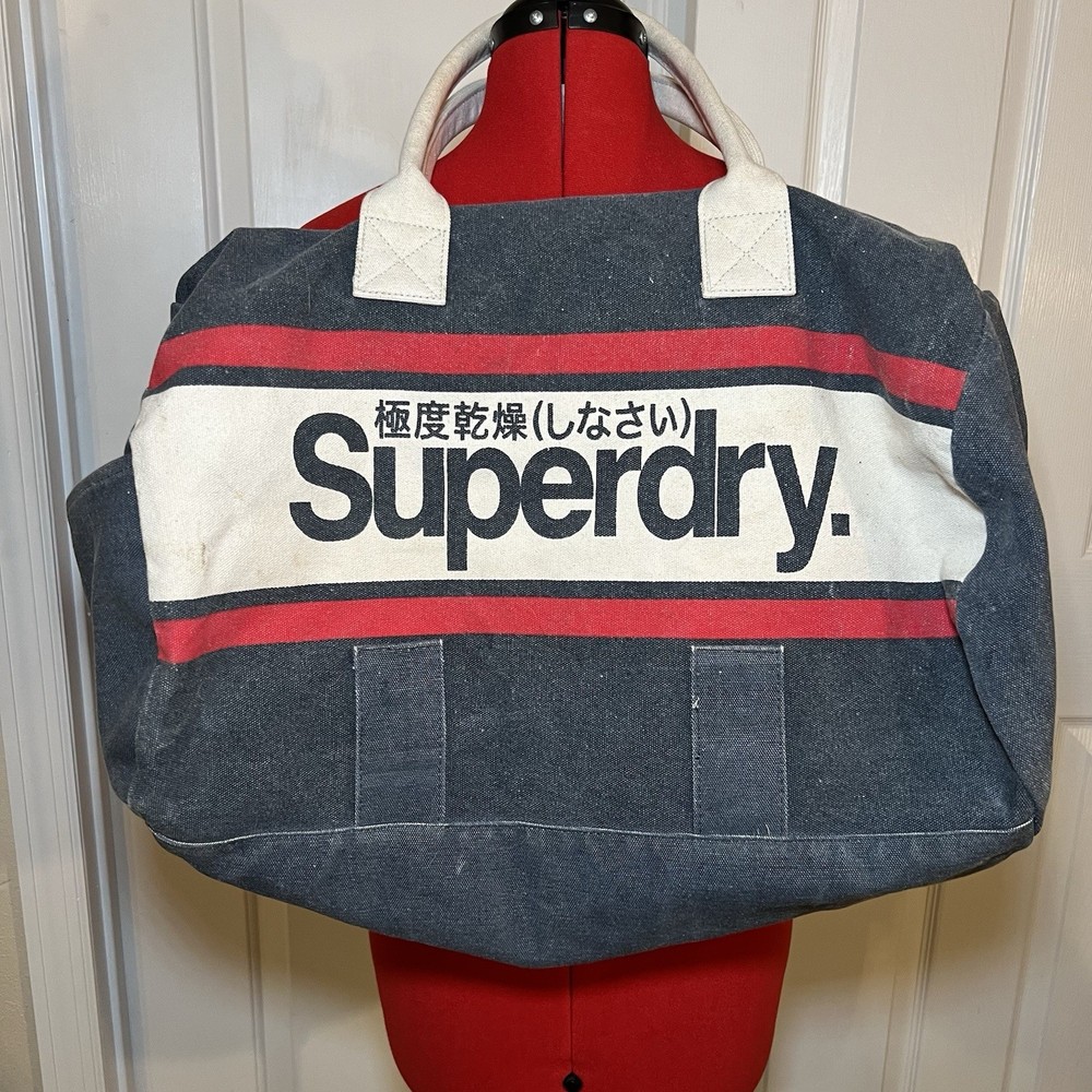Superdry Japan Blue Canvas Duffle Bag Swimming Goods British Design Super League
