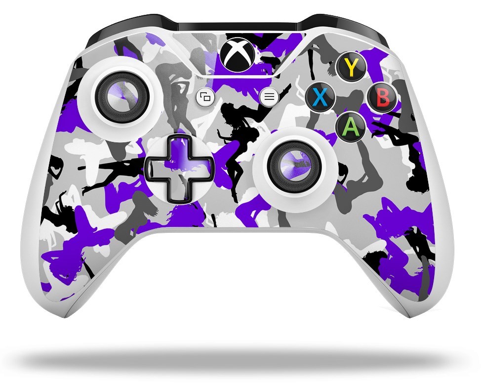 Skin for XBOX One S X Controller Sexy Girl Silhouette Camo Purple Vinyl Decal