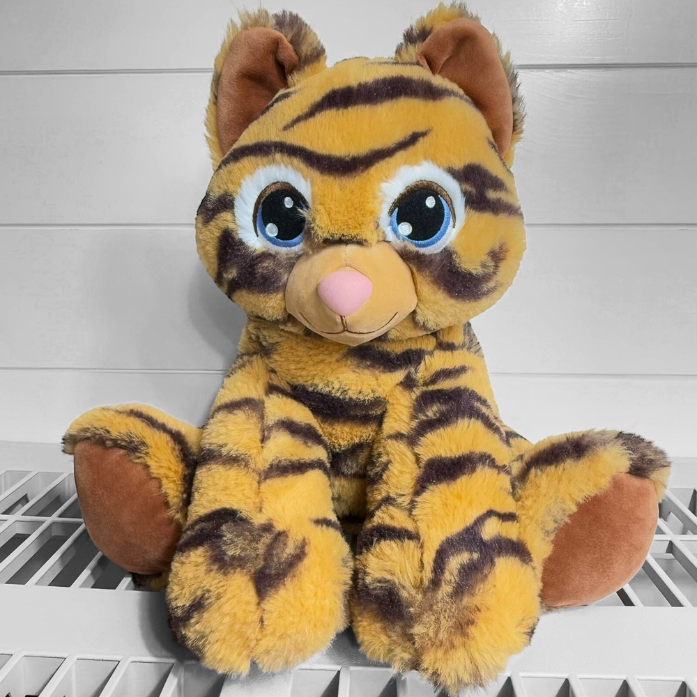 Build A Bear Striped Tiger Cub Wild Cat Plush 16” Orange Blue Eyes BAB Retired