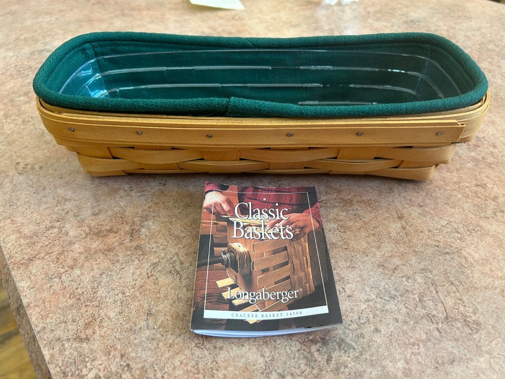 Longaberger Brown 2002 Cracker Basket 12” x 5” x 2.5”.