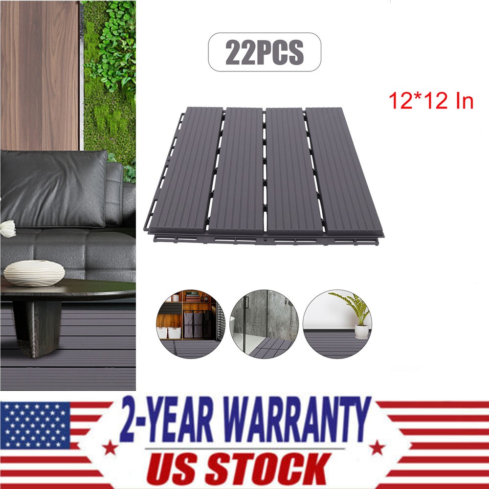 22Pcs 12x12 Outdoor Interlocking Patio Deck Tiles for Garden Flooring