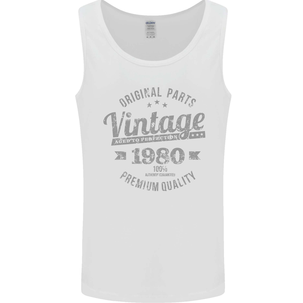 Vintage Year 45th Birthday 1980 Mens Vest Tank Top White