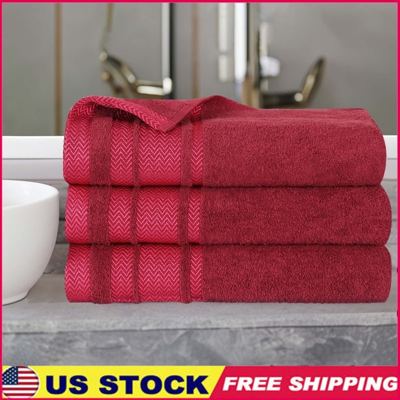 Plush Cotton Bath Towel Set Quick Dry Soft Absorbent Durable Towels 3 Pieces New