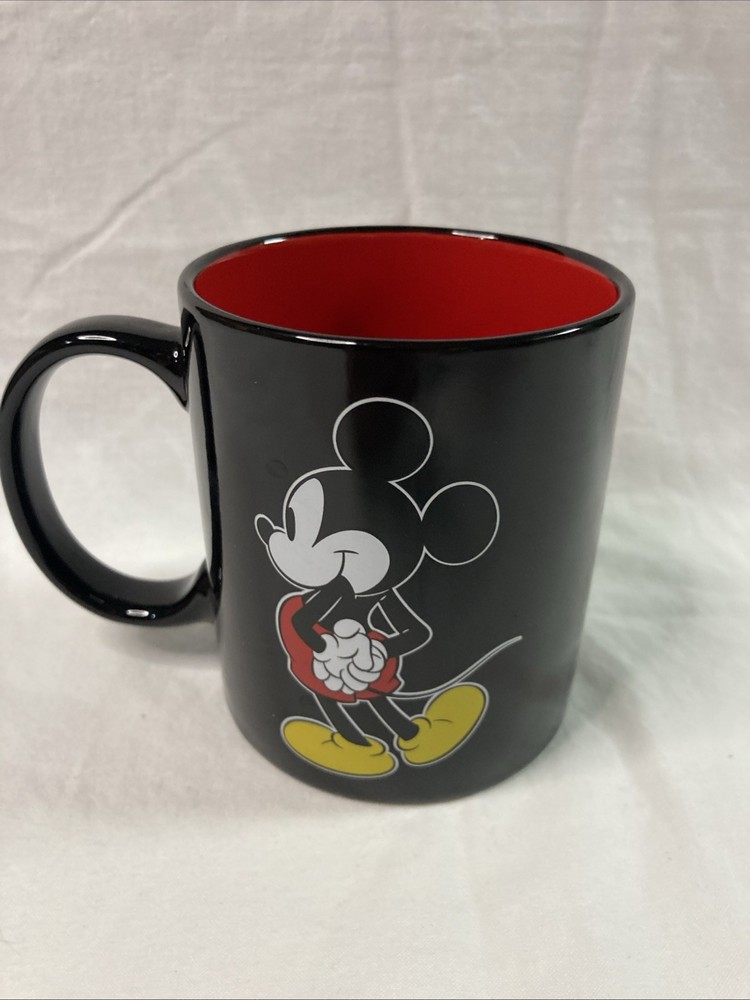Disney Mickey Mouse Mug Ceramic Coffee Cup Classic Black Red Front Back