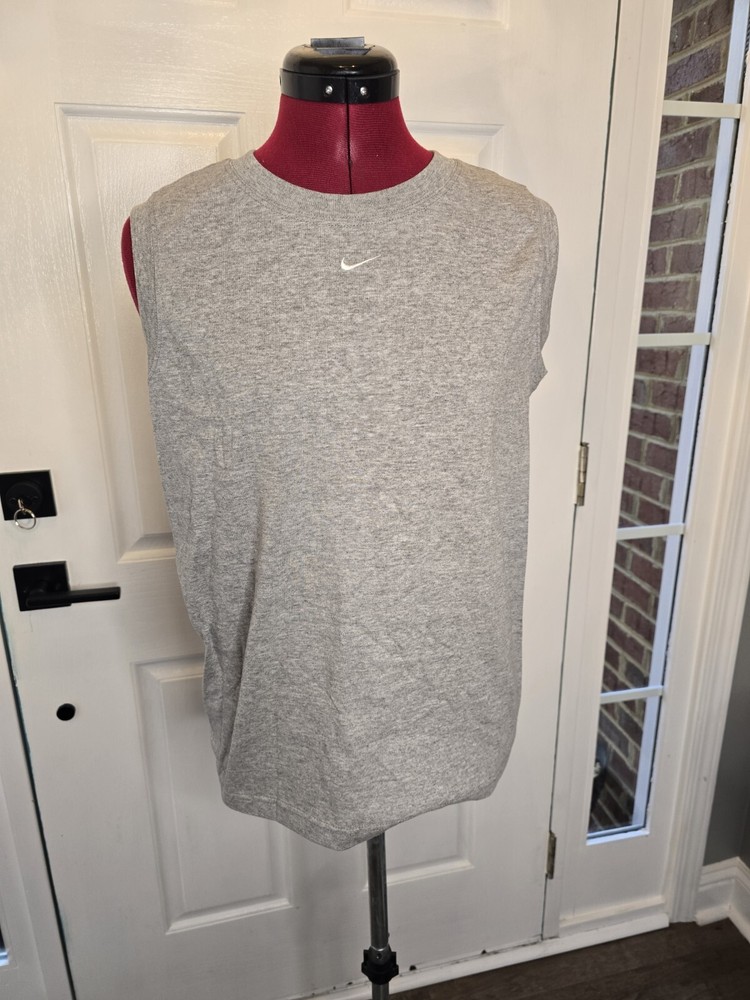 NWT Vintage Nike Center Swoosh Tank Top Size Lg  Made In USA Gray Circa 1990's