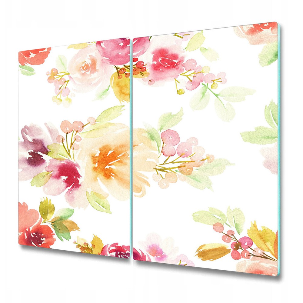 Glass Worktop Kitchen Chopping Board Cute Vintage Flowers Watercolour Floral