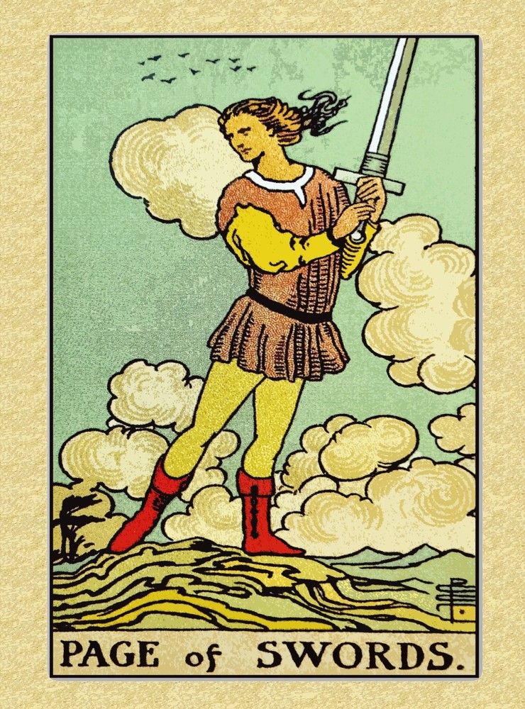 Decoration Poster from Vintage Tarot Card.Page of Swords.Spades.Art Decor.11375