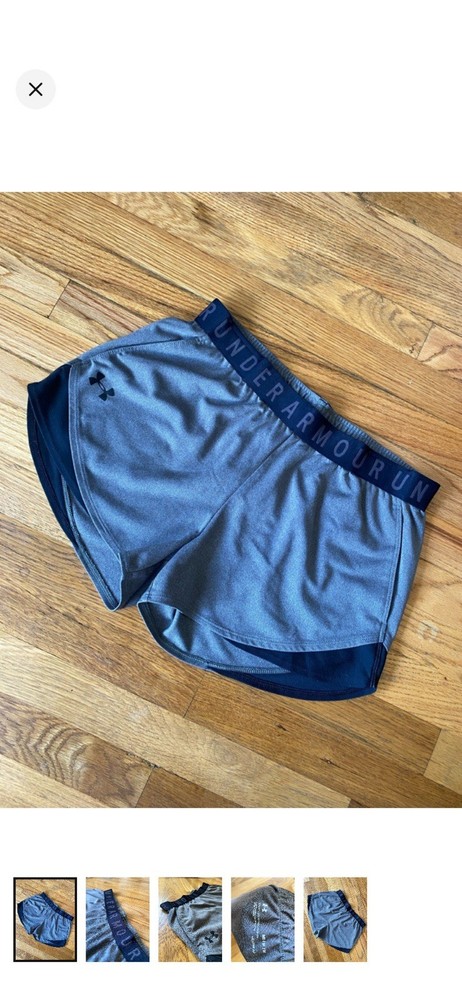 Under Armour HeatGear Women’s Gray Navy Athletic Shorts Size M Running