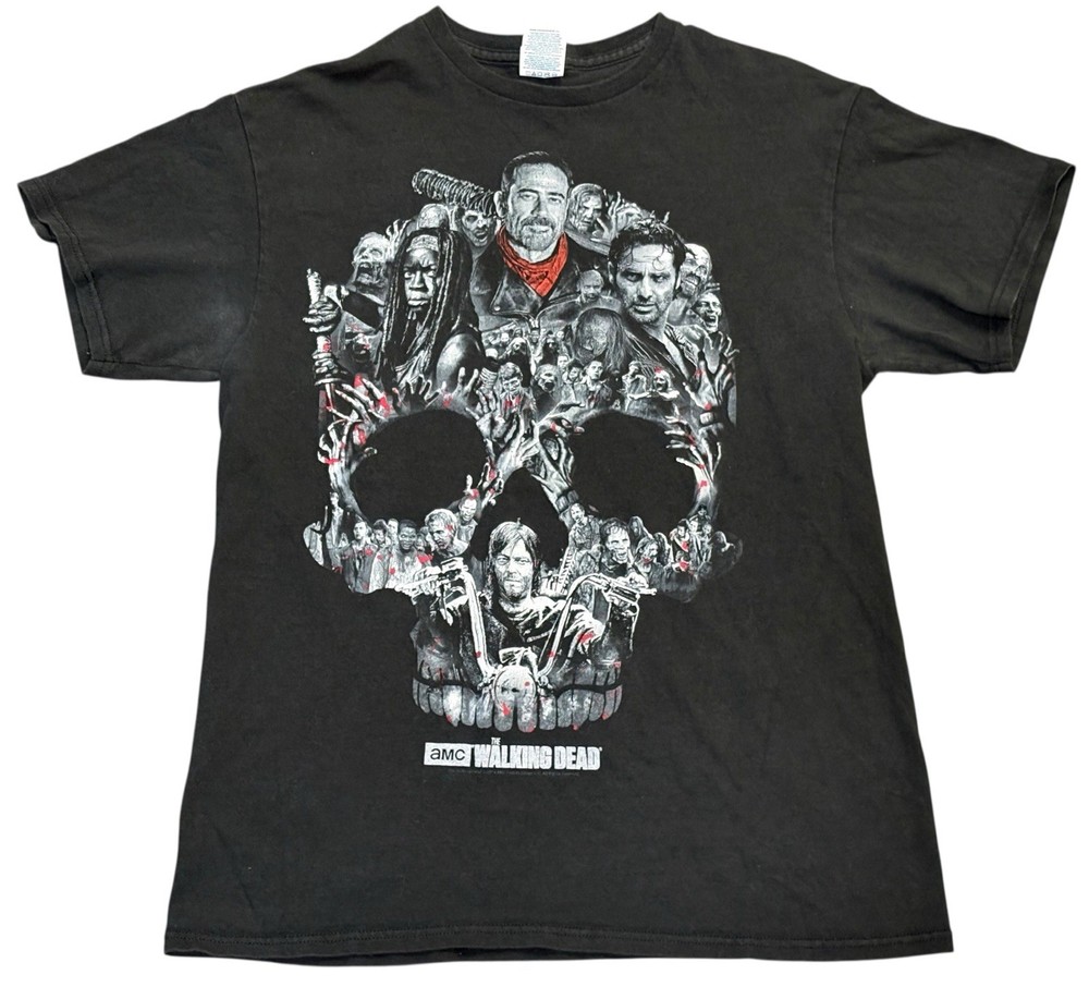 The Walking Dead Mens M T Shirt AMC Zombie 2016 Negan Black Graphic Skull Promo