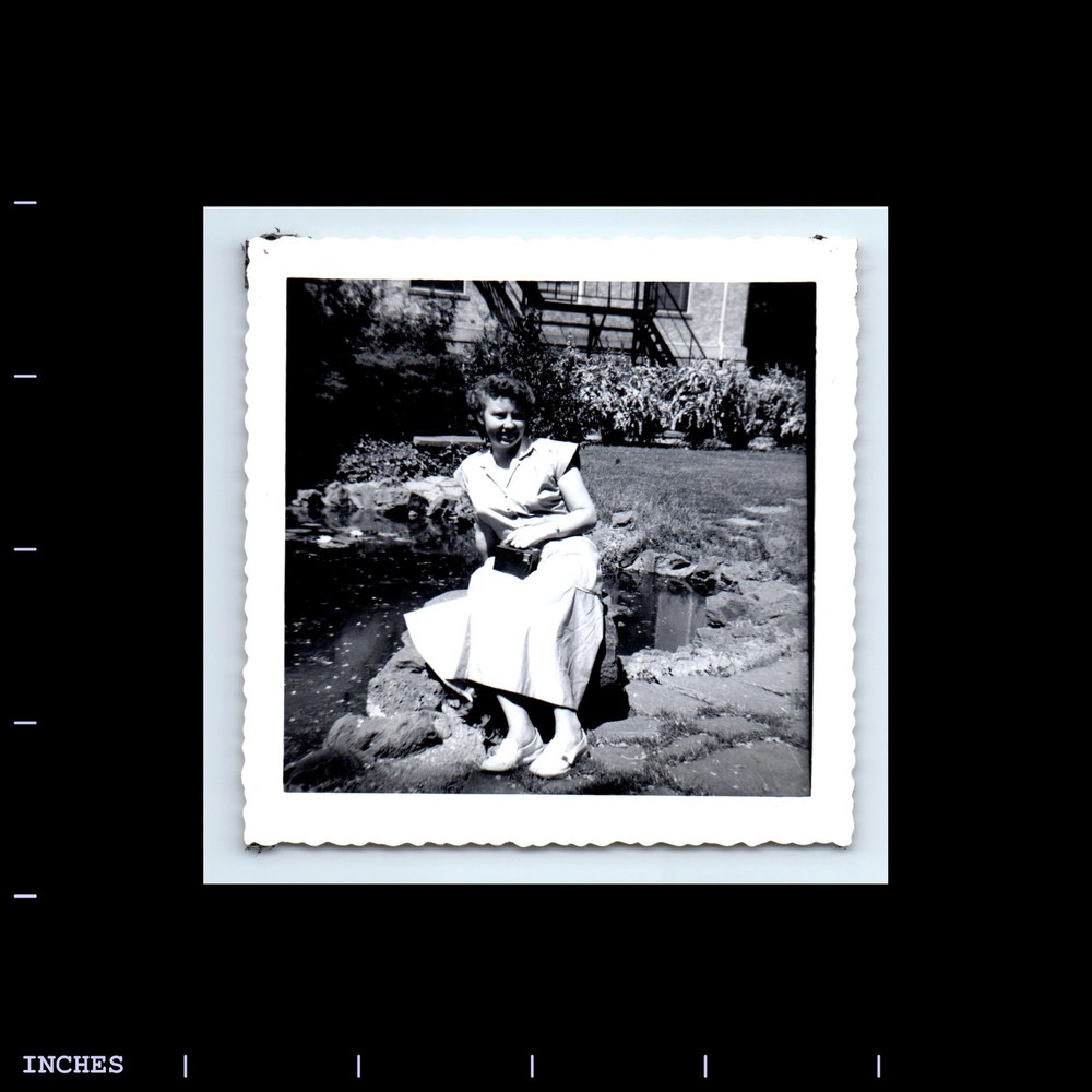 Vintage Square Photo WOMAN HOLDING CAMERA