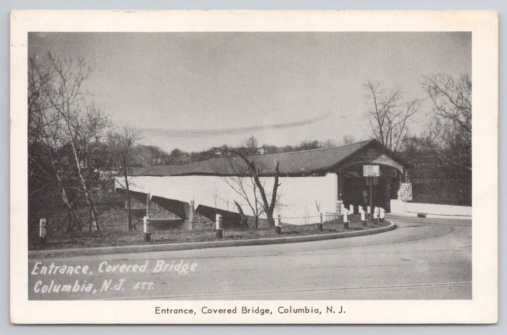 Vintage Columbia NJ Covered Bridge Postcard C. Seeman Photo New Jersey