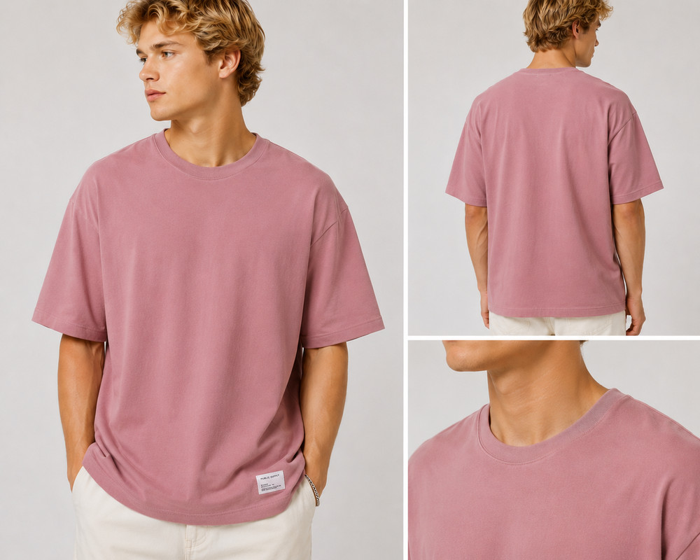 Public Supply Oversize Fit T-Shirt Men's Ash Rose Large NWT Crew Neck