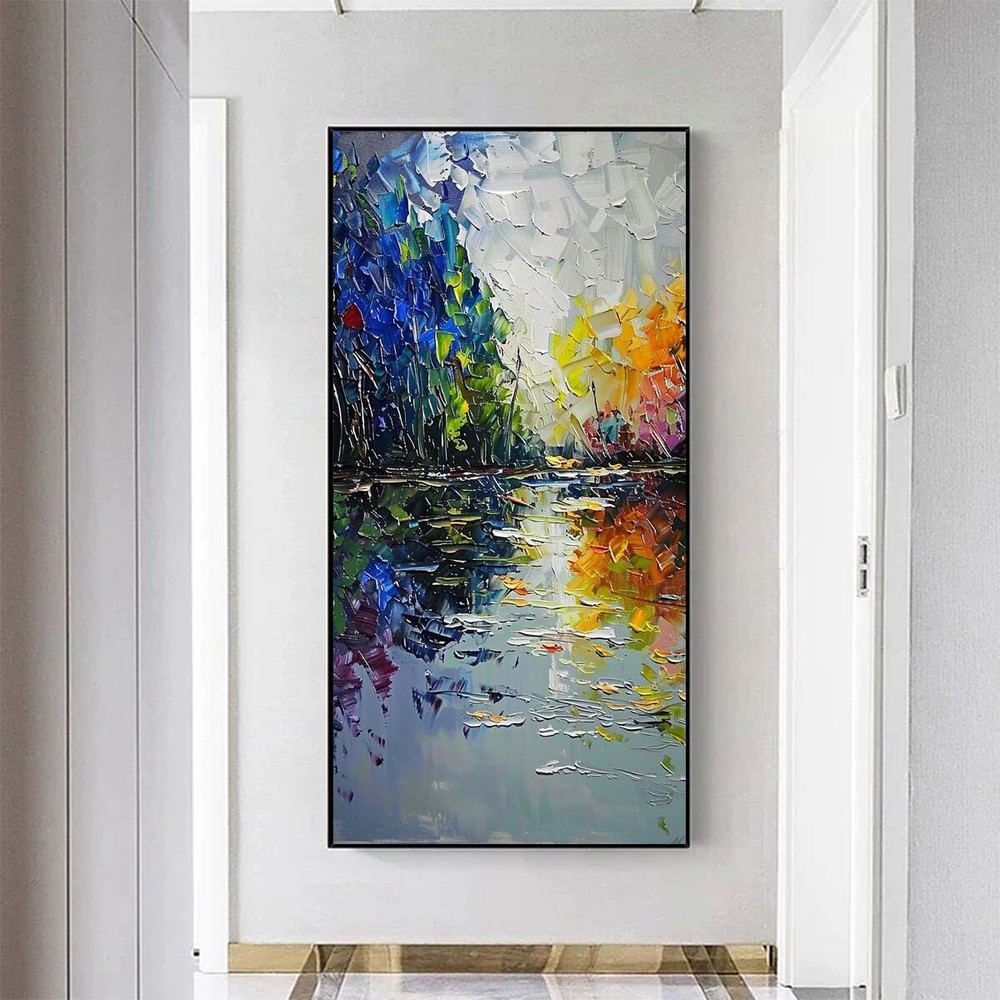 Handpainted Abstract scenery Oil Painting On Canvas Wall Art Home Decor Orange