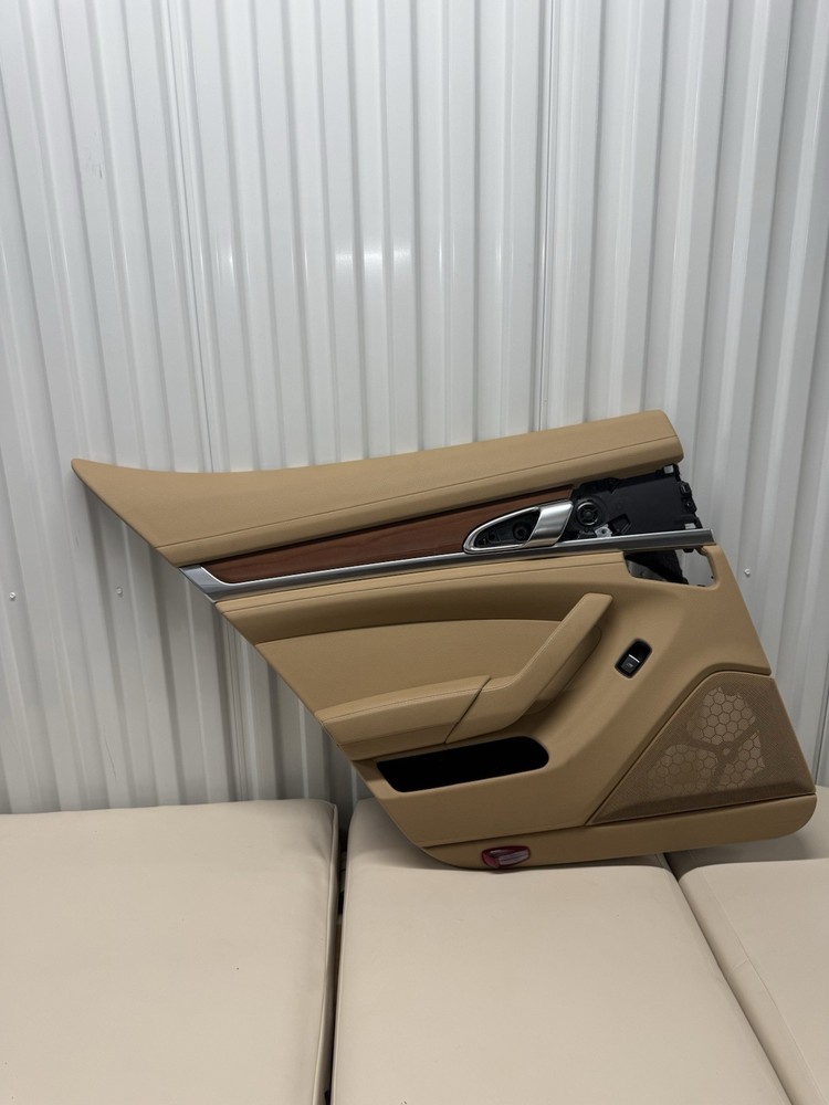 10-16 Porsche Panamera 970 Rear Left Interior Door Trim Panel Cover Assy Beige