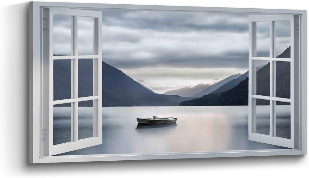 Majestic Mountain Lake Canvas Wall Art Scenic Landscape View