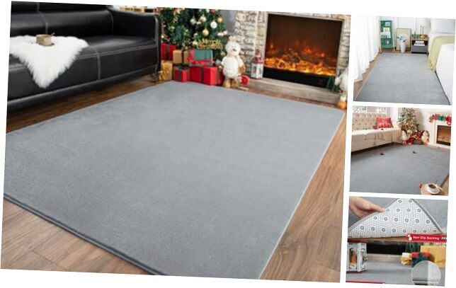 Super Soft 4x6 Grey Washable Rugs for Bedroom & Living Room
