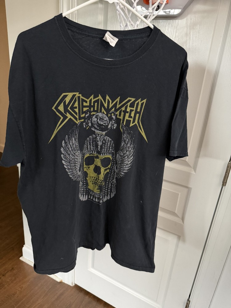 XL Mens T-Shirt Skeleton Witch Death Metal Heavy Band