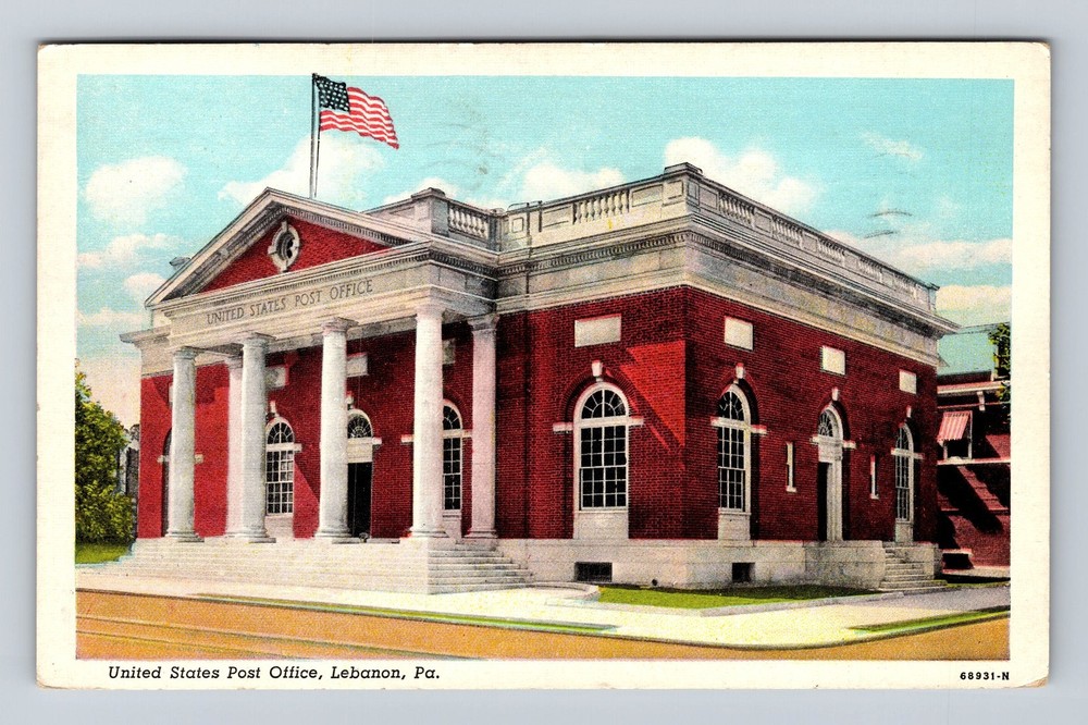 Lebanon PA-Pennsylvania United States Post Office Vintage c1945 Postcard