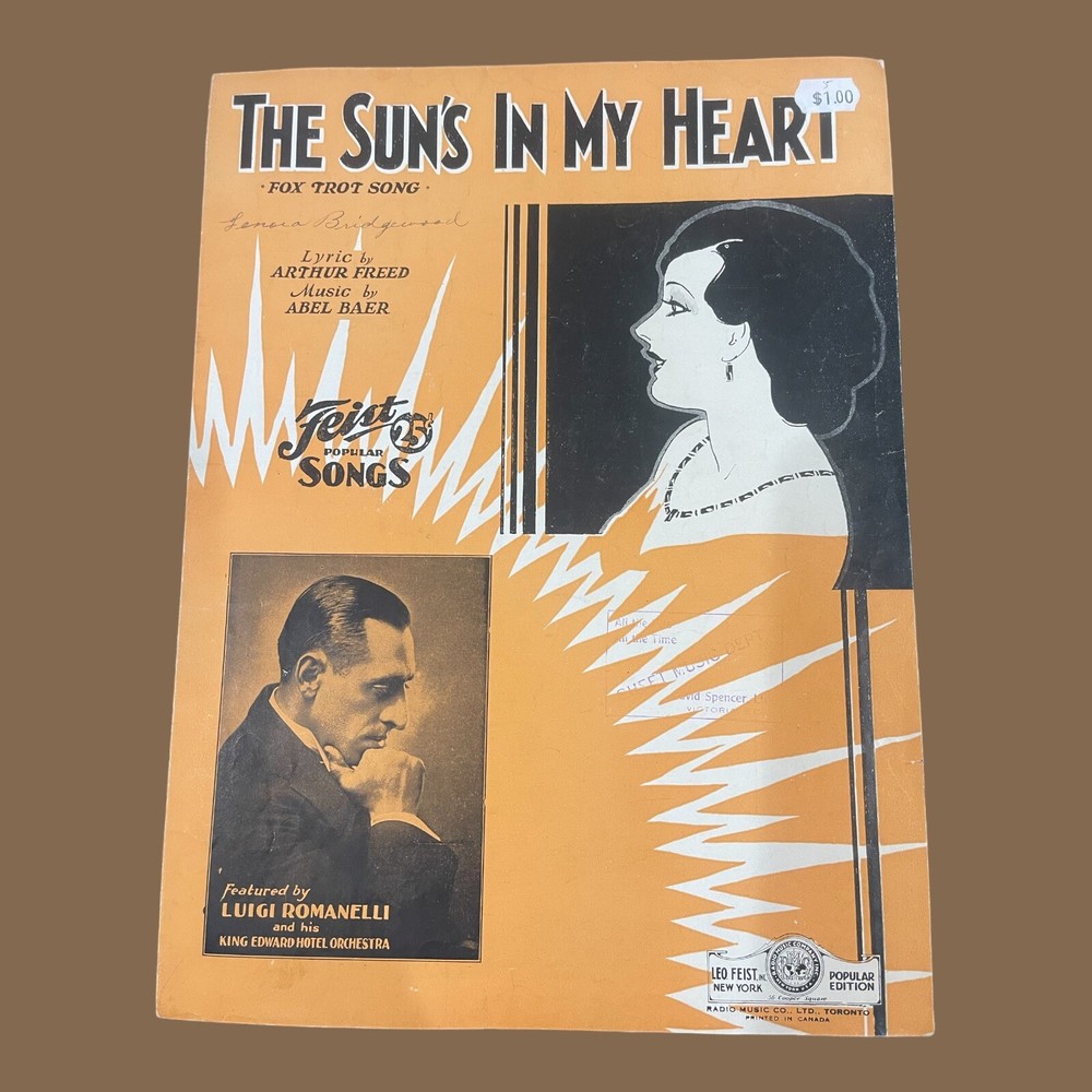 The Suns in My Heart Sheet Music 1932 Arthur Freed Abel Baer Luigi Romanelli