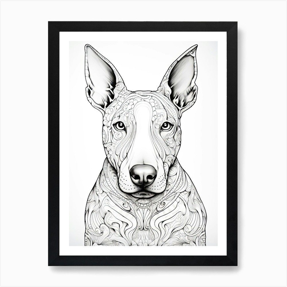 Boston Terrier Line Drawing Framed Wall Art Canvas Print