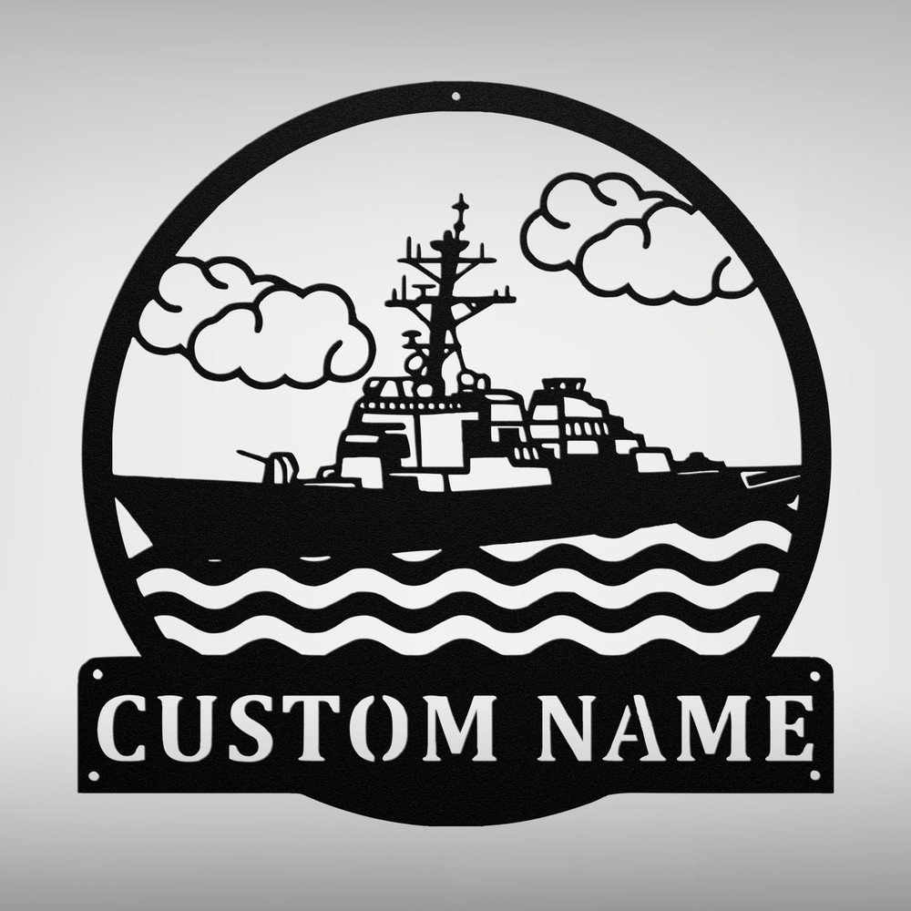 Custom Destroyer Ship Metal Wall Art Sign Personalized Home Office Decor Signs
