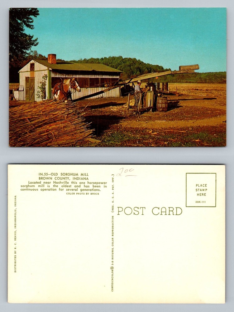 Nashville, IN-Indiana, Old Sorghum Mill Horsepower Brown County Vintage Postcard