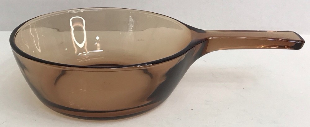 Vintage Corning Ware Visions Amber Brown Glass .5 Liter Small Sauce Pan No Lid A