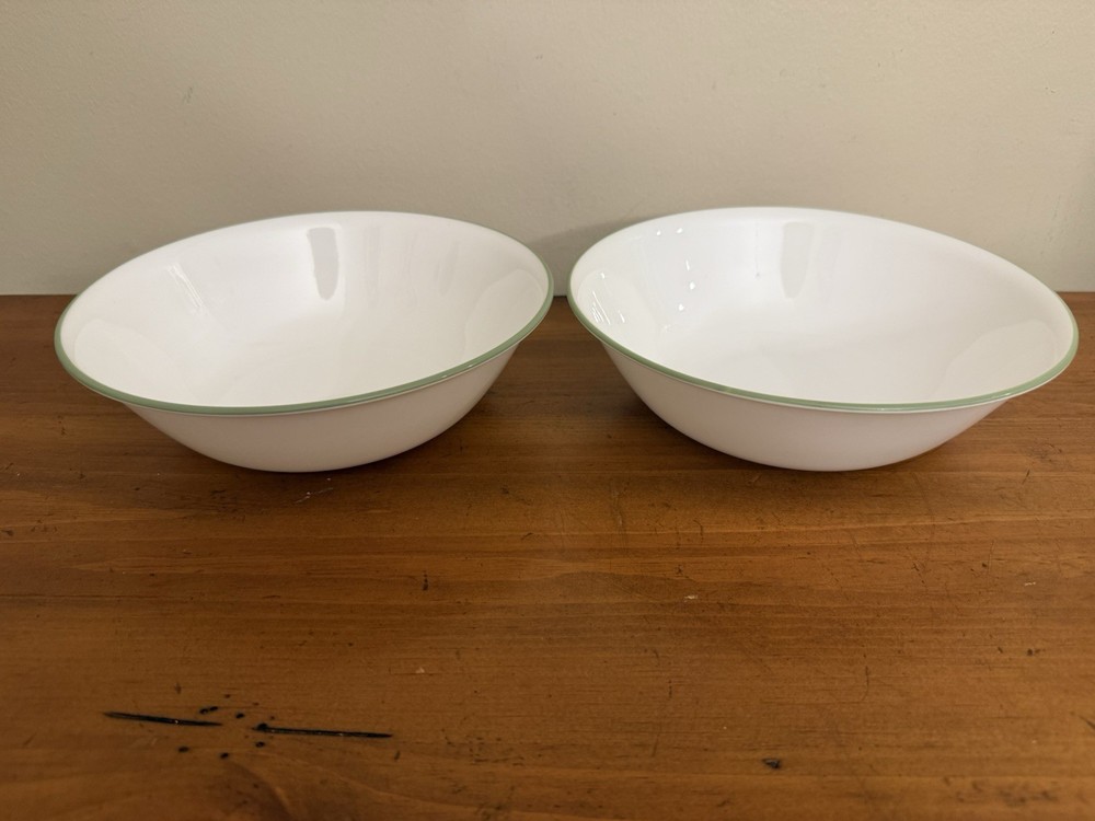Set 2 Corelle Summer Blush Pansies Serving Dish Vegetable Bowl 8 1/4” Green Rim