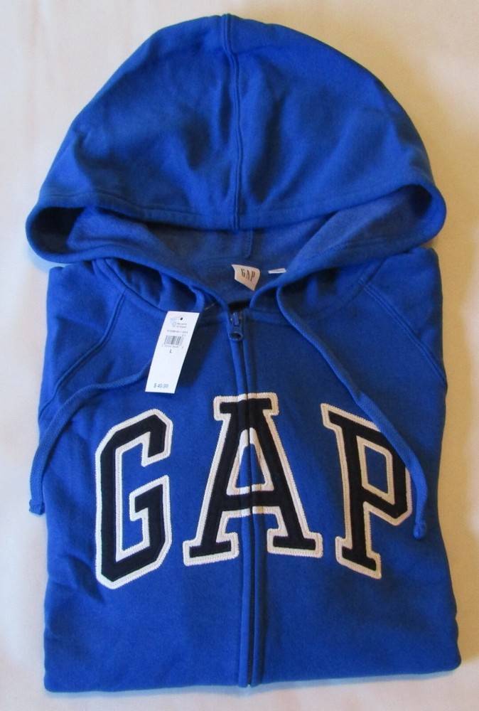 Gap Royal Blue Arch Logo Zip Hoodie Long Sleeve Sweatshirt - Women's Size Large