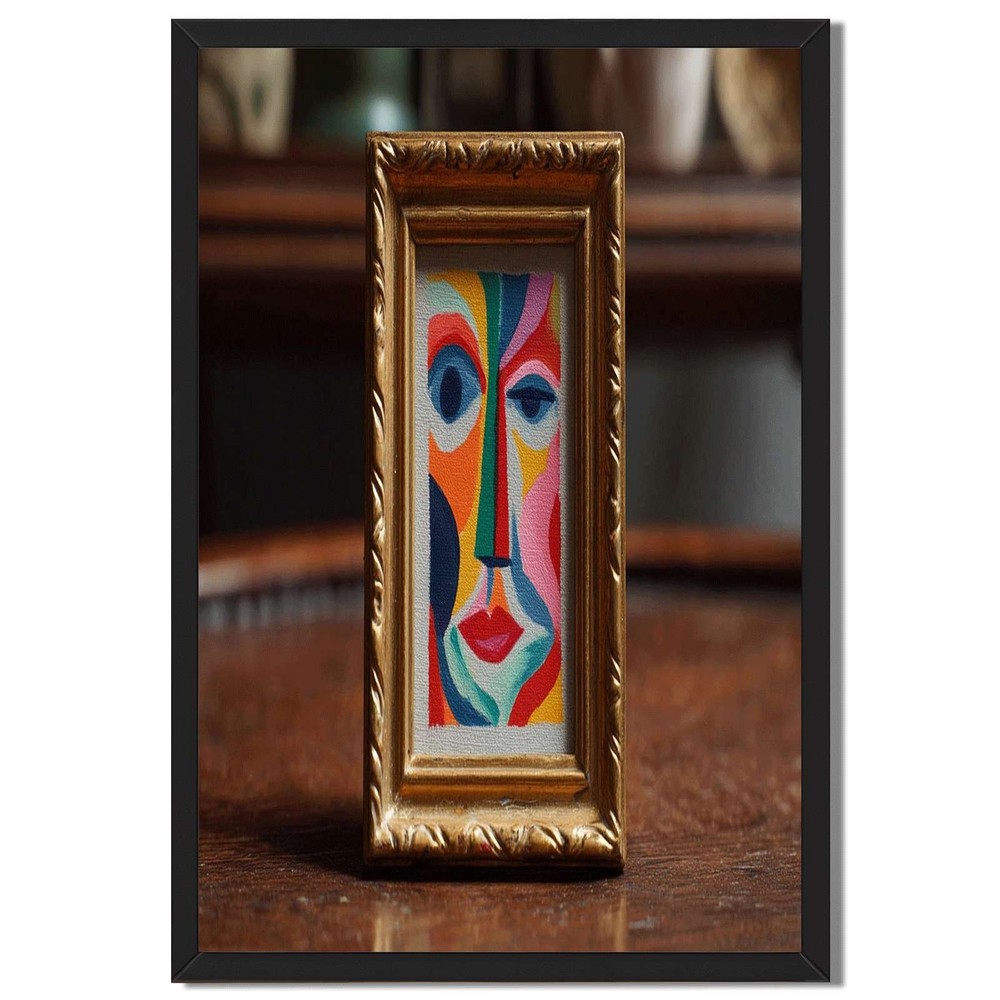 Abstract Face Framed Canvas Print Modern Wall Art Home Decor