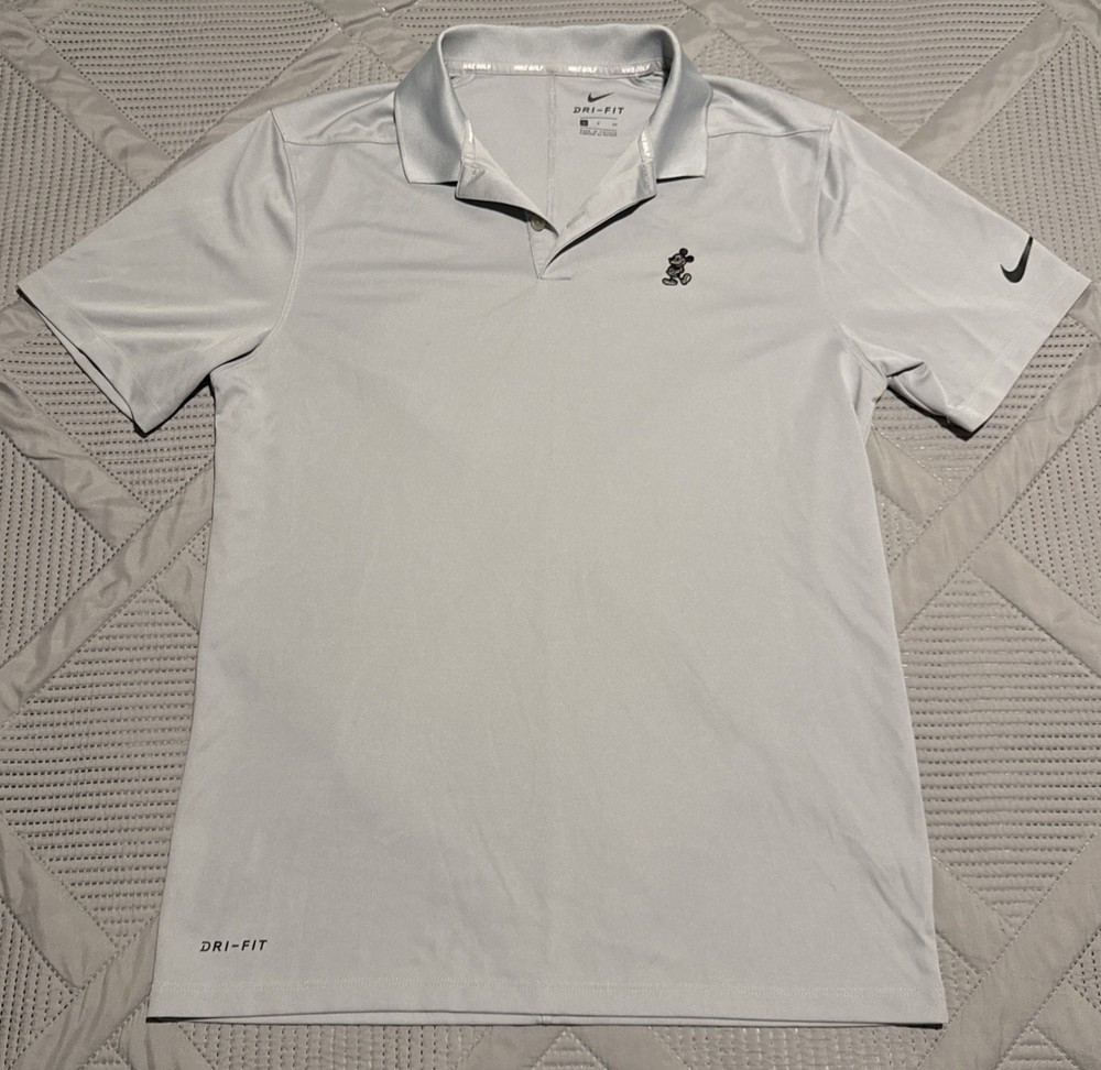 Nike Golf Dri-Fit Tour Performance Disney Parks Mickey Mouse Gray Polo Shirt S