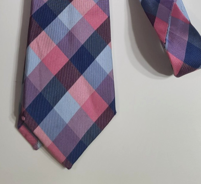 J.Crew Silk Plaid Necktie Pink Blue Purple Wide Classic Men’s Dress Tie
