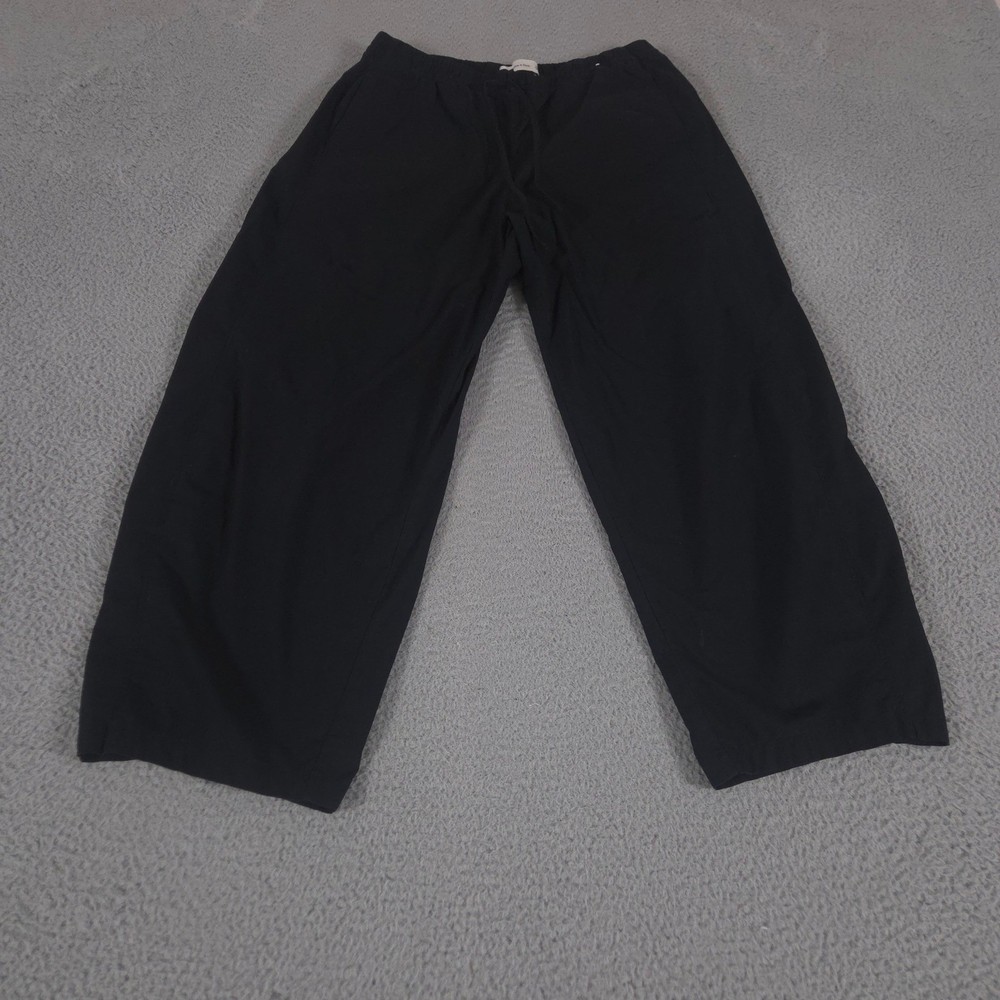 Abercrombie & Fitch Pants Mens M Black Wide Leg 100% Cotton Drawstring Elastic